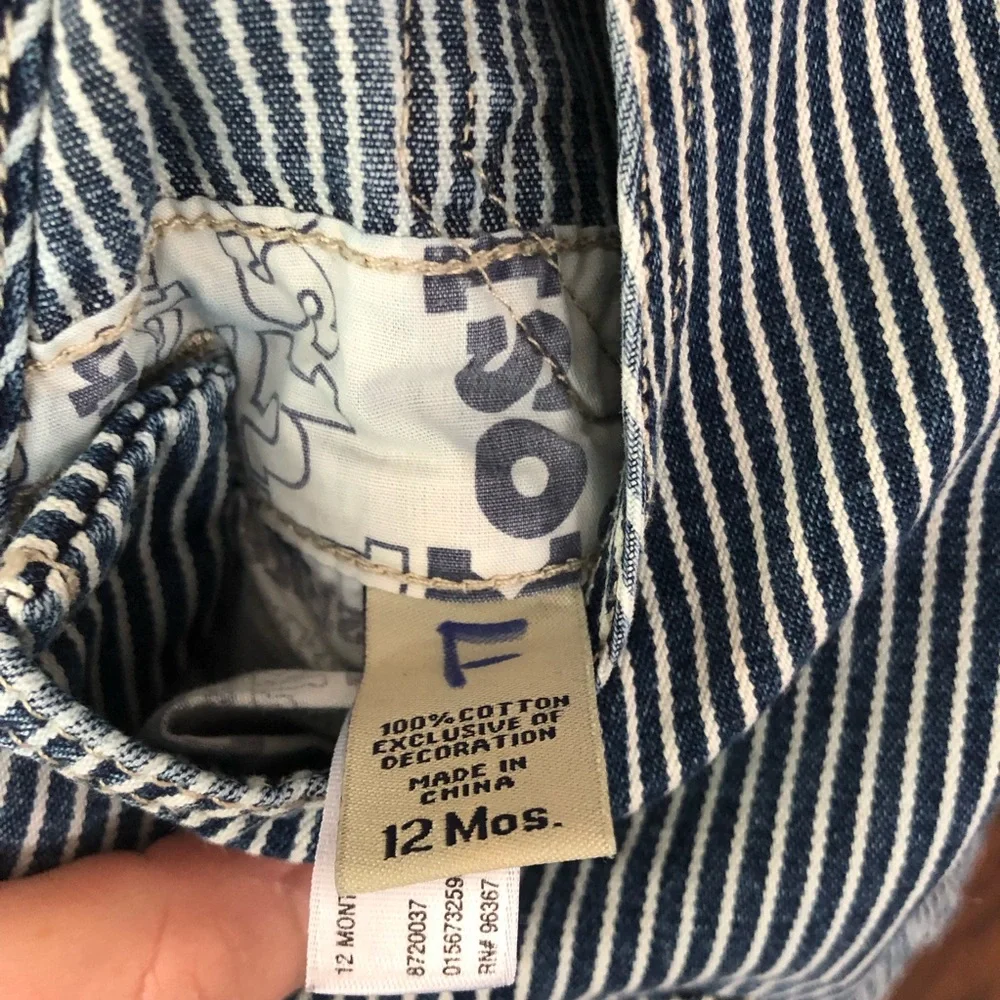Oshkosh bgosh railroad stripe overalls 12m